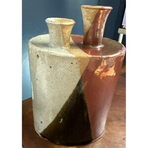 Studio Art Pottery Brown Tones Vase 9X5 X 4 Inches Signed